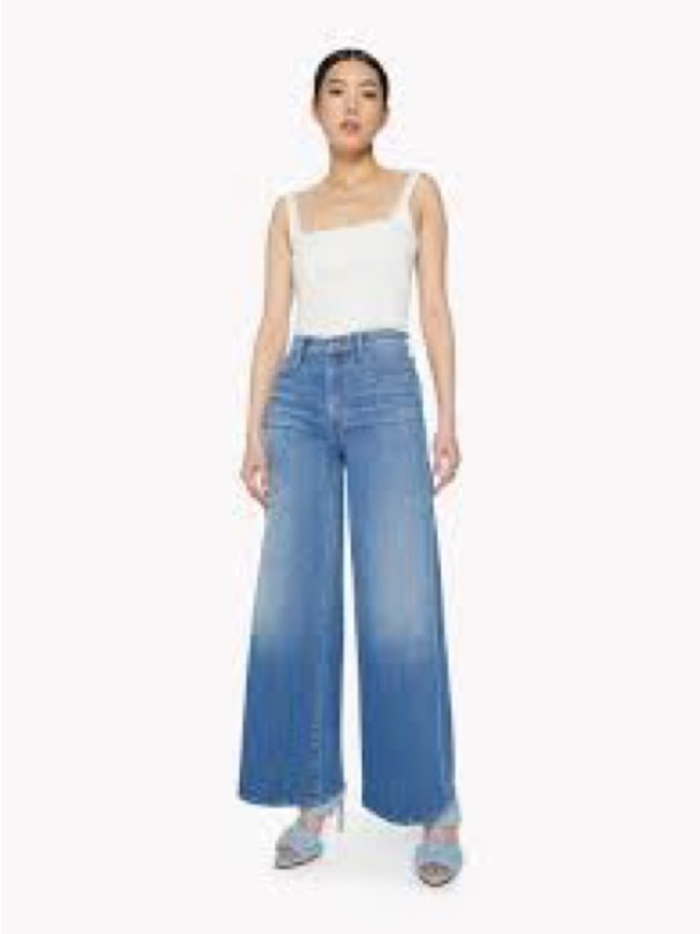 Mother The Undercover High Rise Wide Leg Jeans in Mid-Blue Size 26 Altered